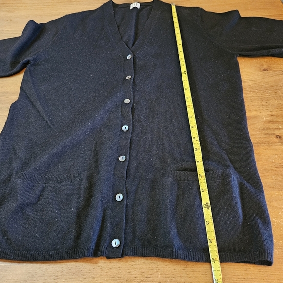 TSE Silk Cashmere Blend Boyfriend Style Cardigan Black Size Medium Quiet Luxury - Picture 6 of 10